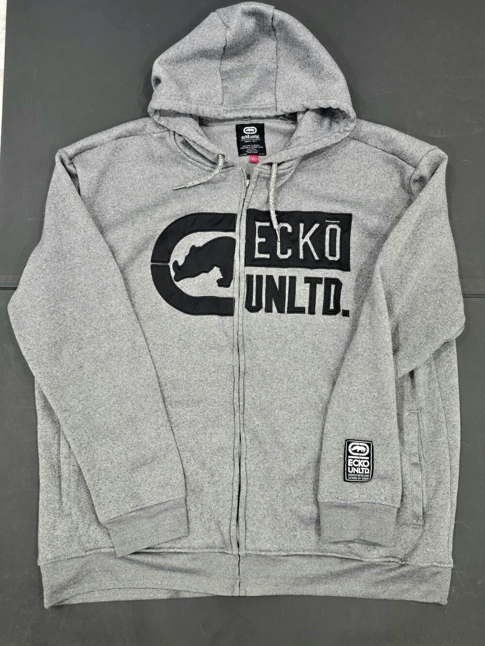 VTG Ecko Unltd Hoodie Mens 4XL Full Zip Fleece Jacket Sweatshirt Hip Hop Y2K